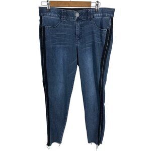 Democracy Denim Ab Technology Raw Hem Tuxedo Stripe Skinny Jeans Size 12